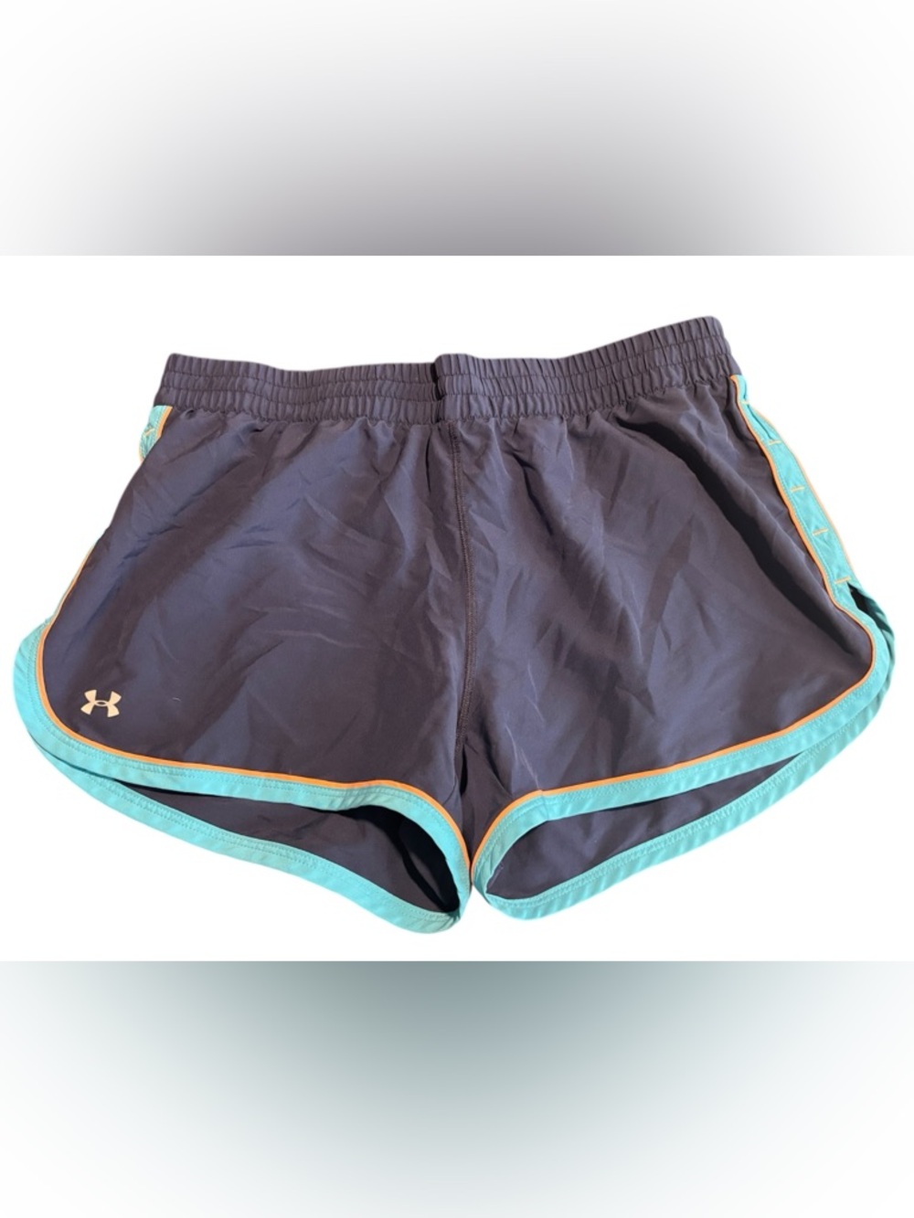 Under Armour Blue Athletic Shorts with Teal and Orange Trim